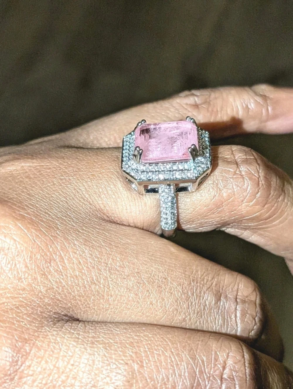 Shiny S925 6 Ct Lab- Created Kunzite Diamond Engagement Ring For Women Sz 6.5